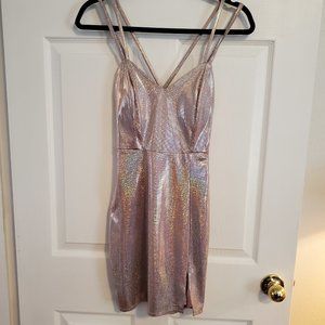 Holographic mini dress